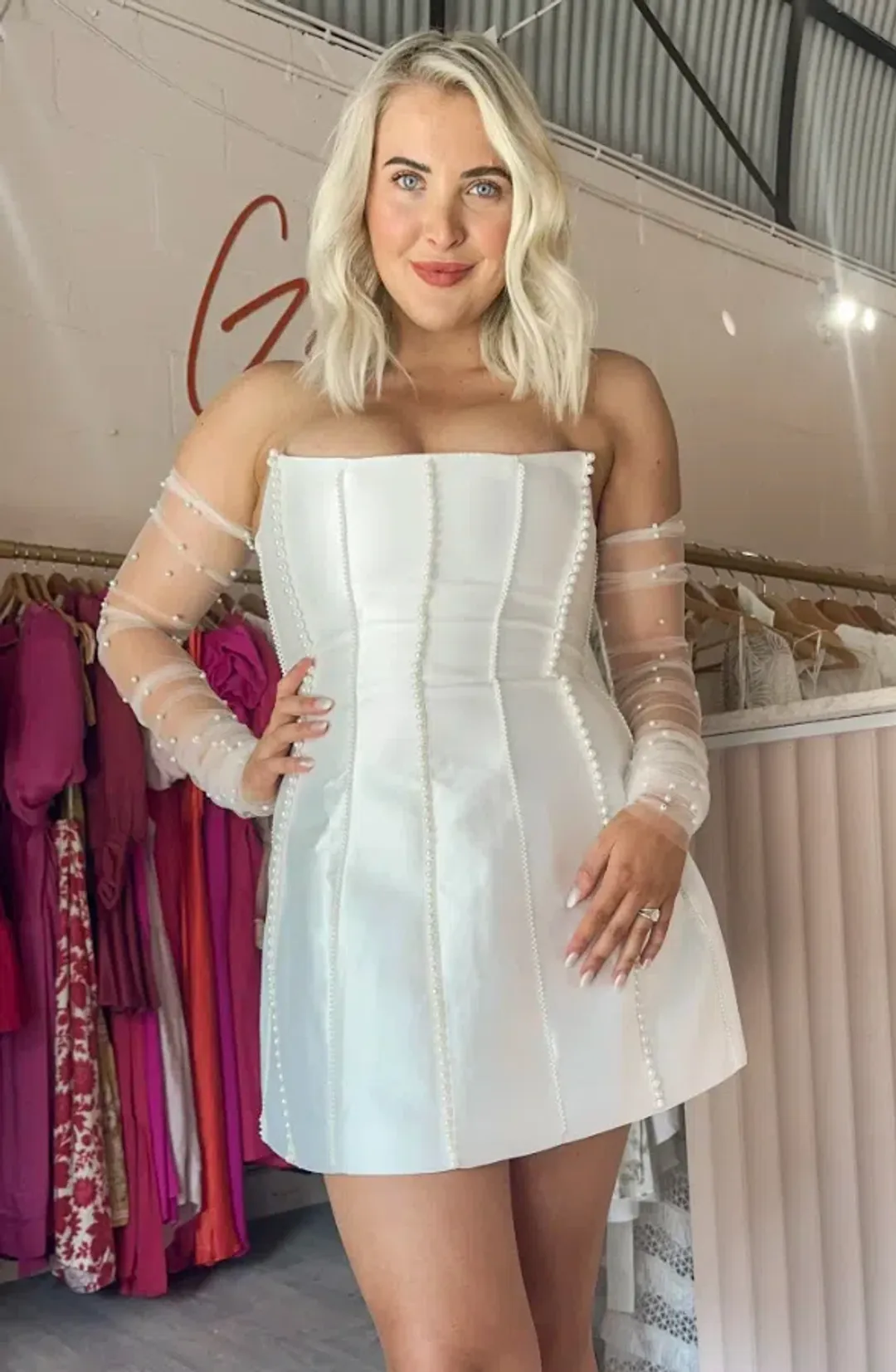 Eliya The Label Kayla Mini Dress in White Size AU 12 for rent on The Volte - main image