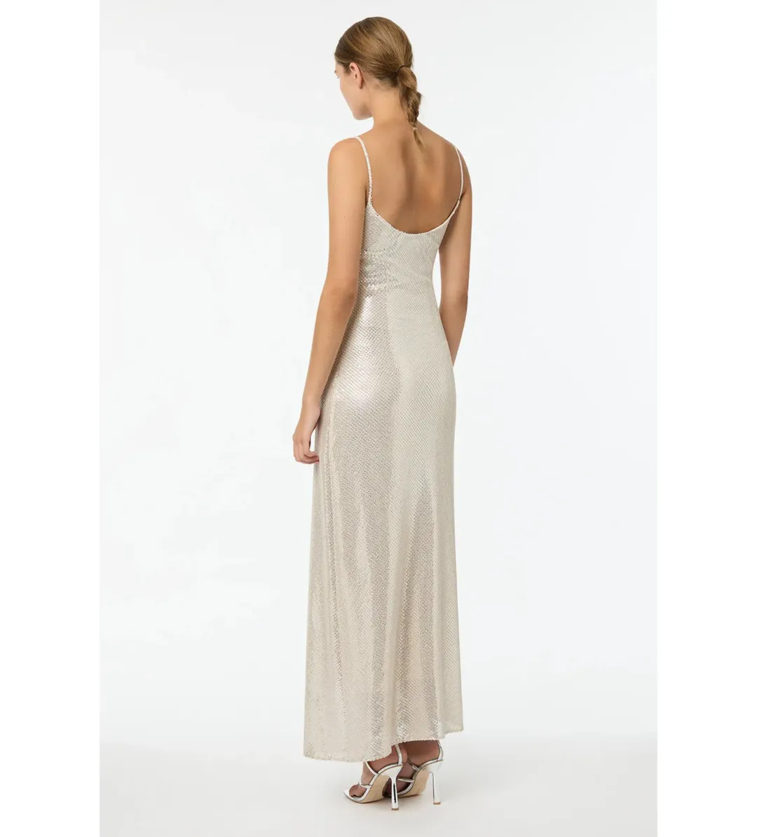 Manning Cartell High Voltage Slip Dress in Silver Sequin Size XS / AU 6 for rent on The Volte - main image