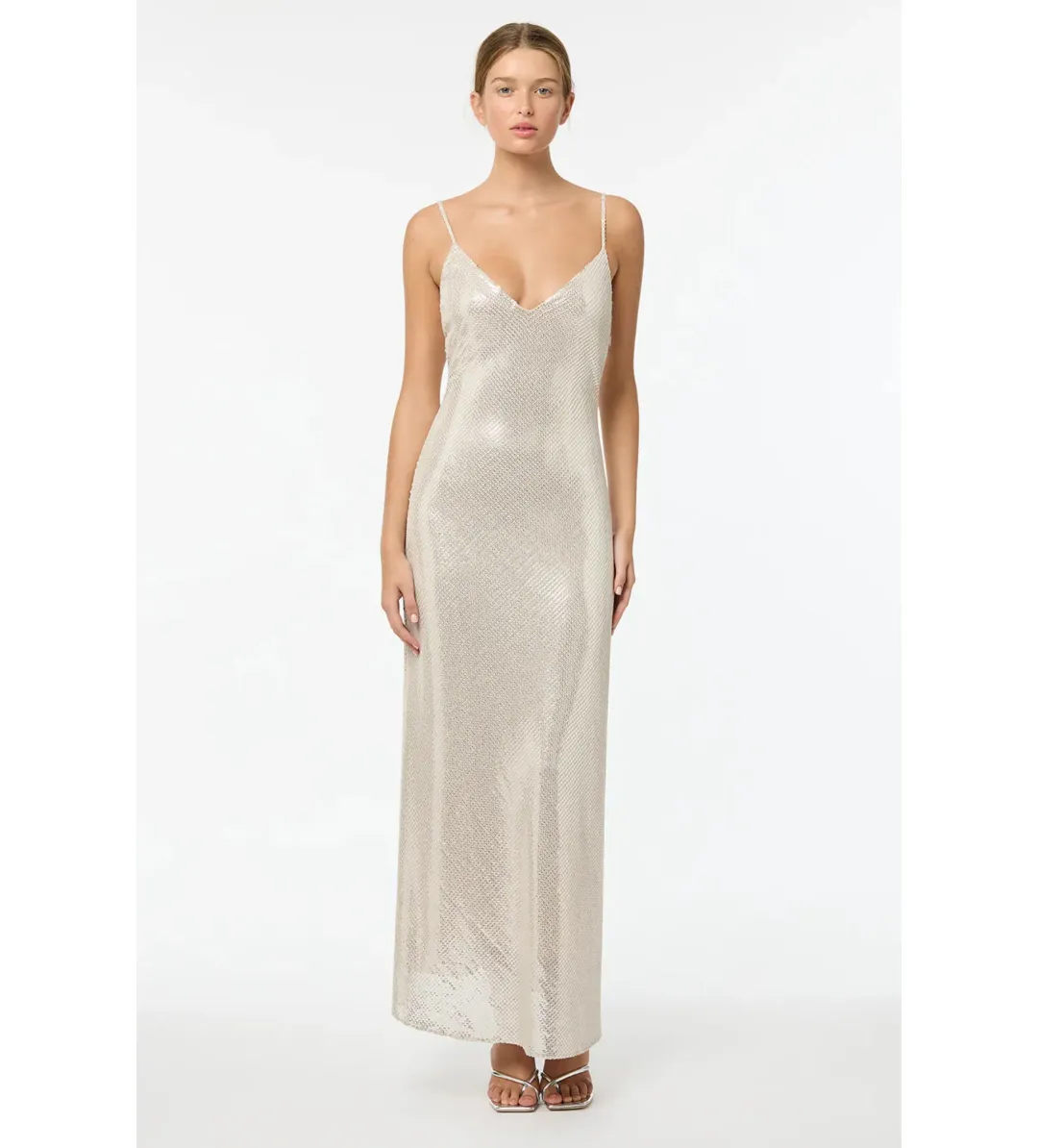 Manning Cartell High Voltage Slip Dress in Silver Sequin Size XS / AU 6 for rent on The Volte - main image