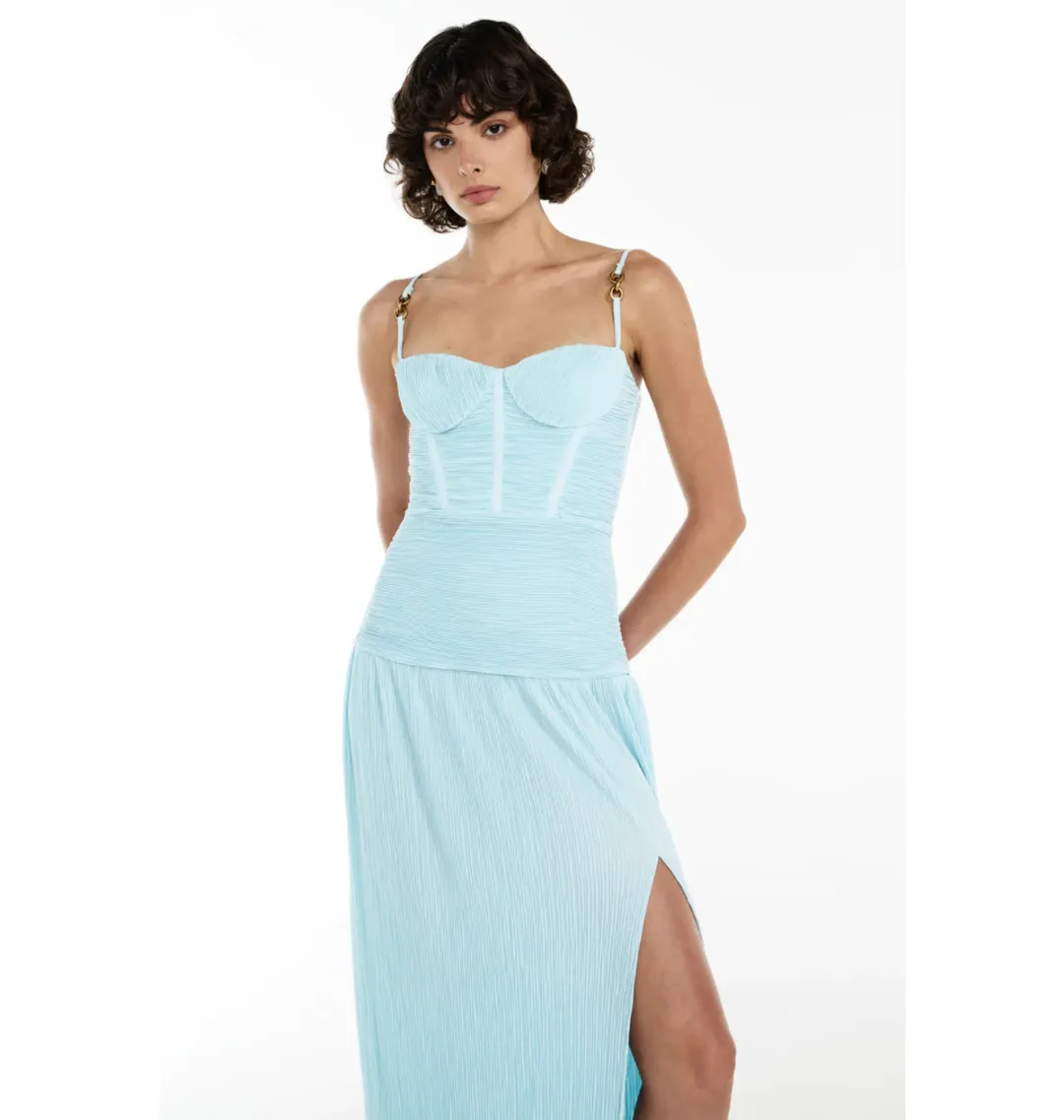 Manning Cartell Double Time Pleat Dress Acqua Spritz Size AU 4 for rent on The Volte - main image