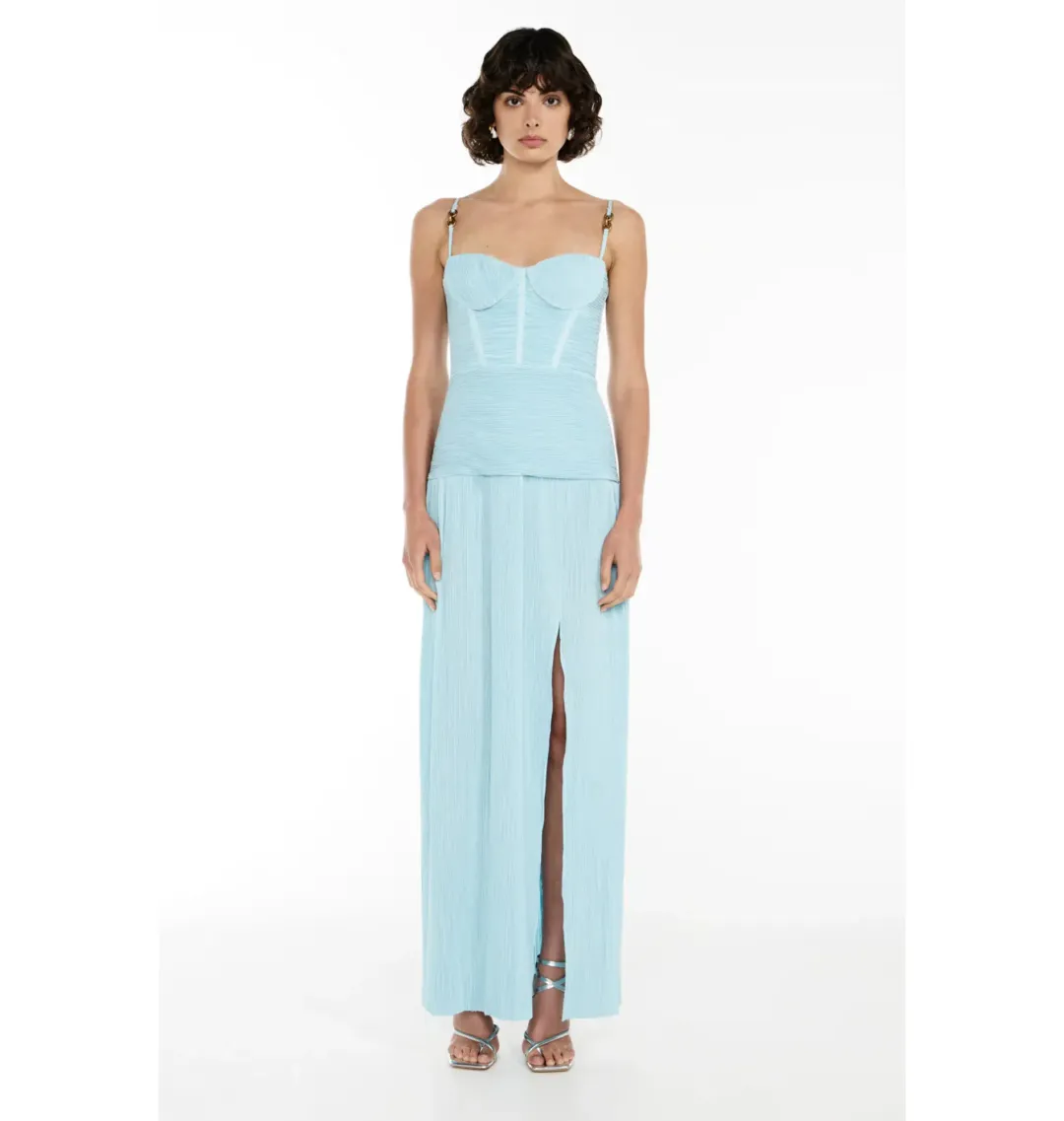 Manning Cartell Double Time Pleat Dress Acqua Spritz Size AU 10 for rent on The Volte - main image