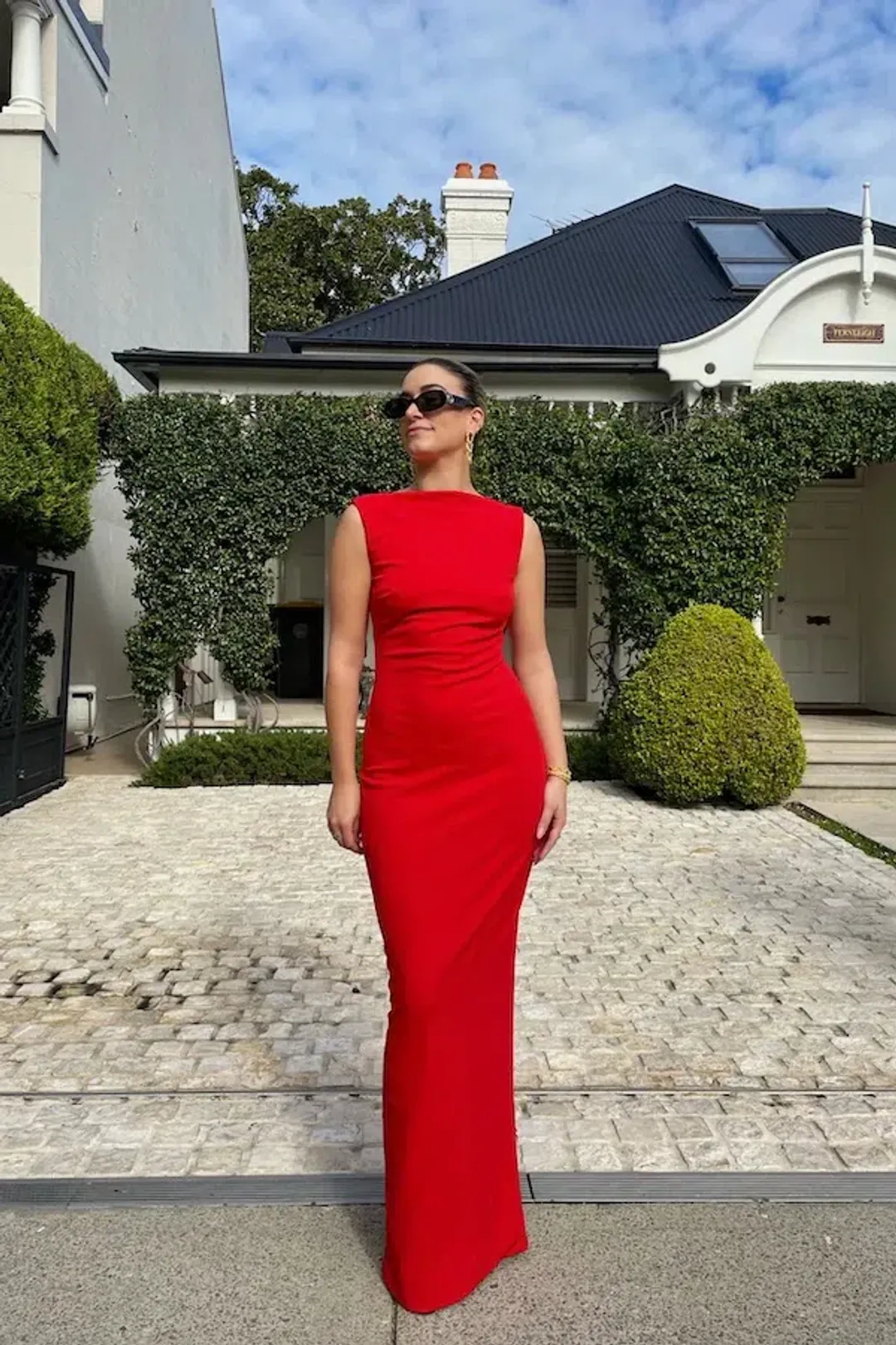 Effie Kats Verona Maxi Gown Cherry Red Size AU 8 for rent on The Volte - main image