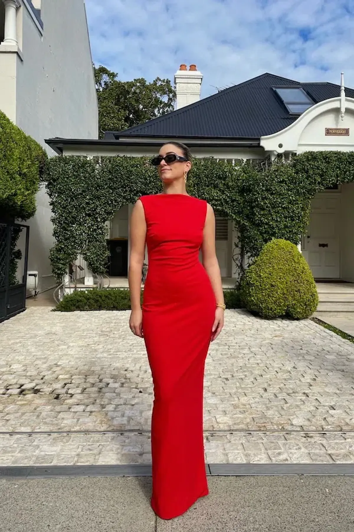 Effie Kats Verona Maxi Gown Cherry Red Size AU 8 for rent on The Volte - main image