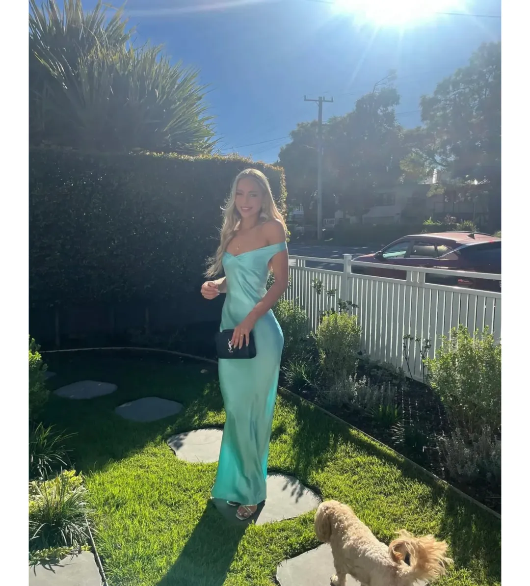 Natalie Rolt Bridget Gown in Turquoise Size 8 for rent on The Volte - main image