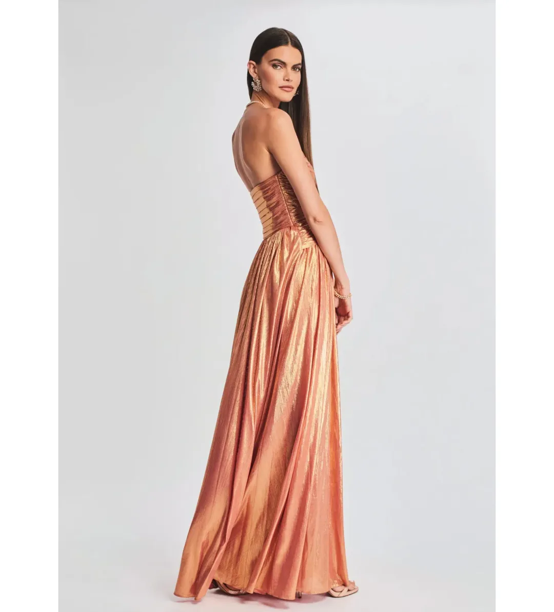 Retrofete Waldorf Dress in Apricot Size AU 8 for rent on The Volte - main image