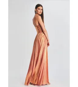 Retrofete Waldorf Dress in Apricot Size AU 8 for rent on The Volte - image 3