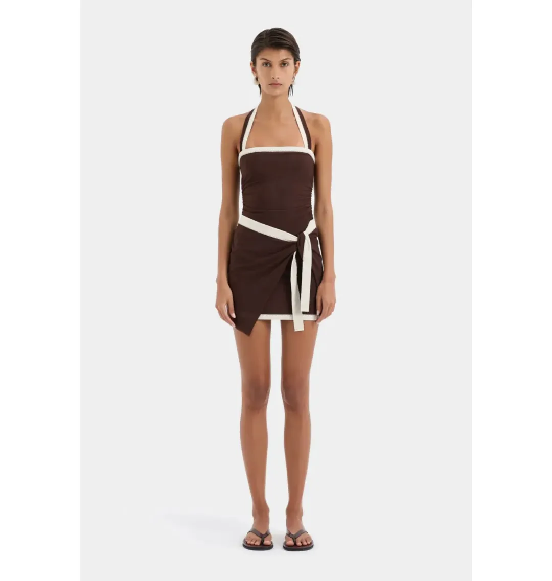 Sir the Label Jacques Mini Dress Chocolate Brown Size 1 / AU 8 for rent on The Volte - main image