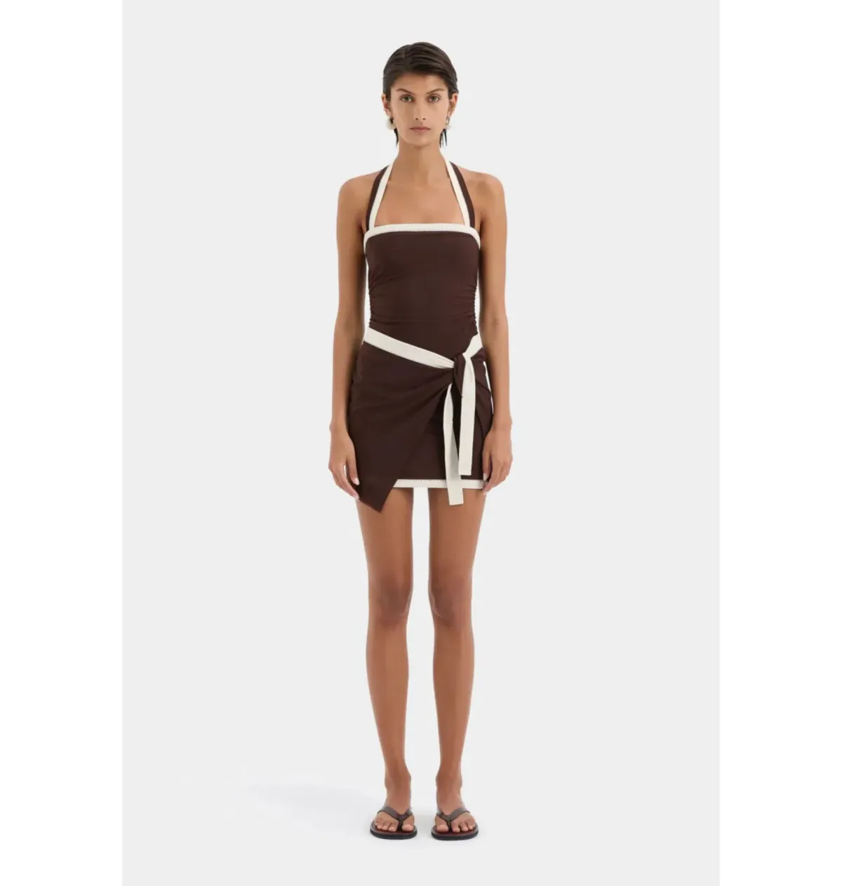 Sir the Label Jacques Mini Dress Chocolate Brown Size 1 / AU 8 for rent on The Volte - main image
