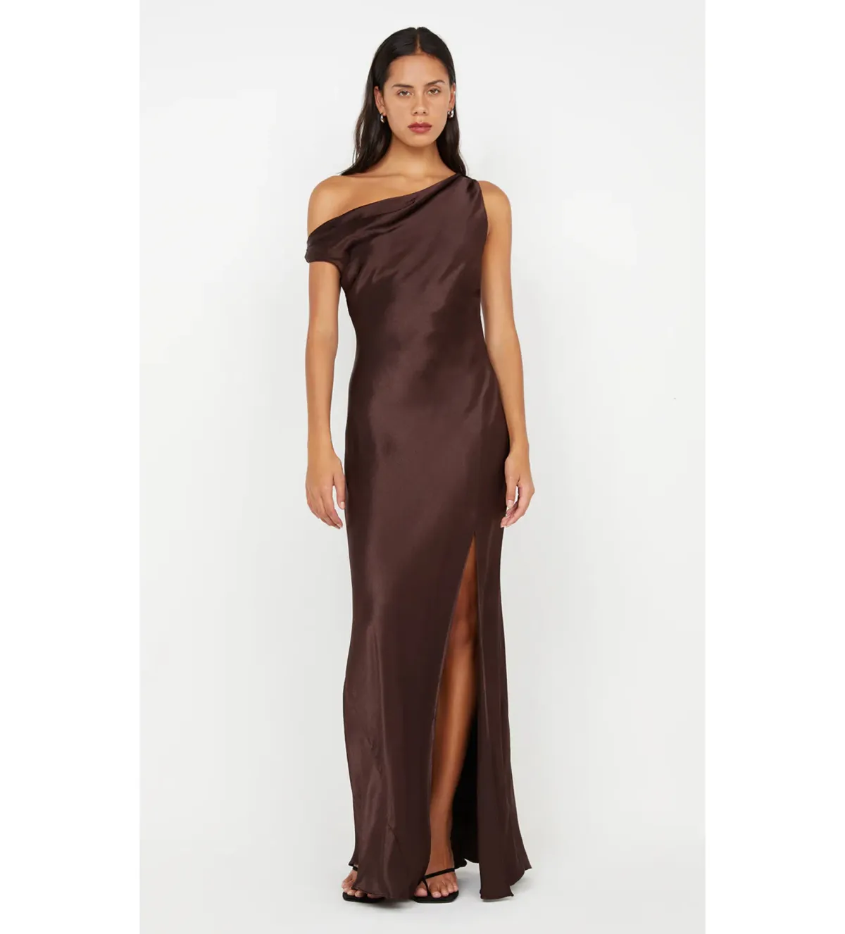 Bec & Bridge Sol Asym Dress Dark Chocolate Size 12 for rent on The Volte - main image