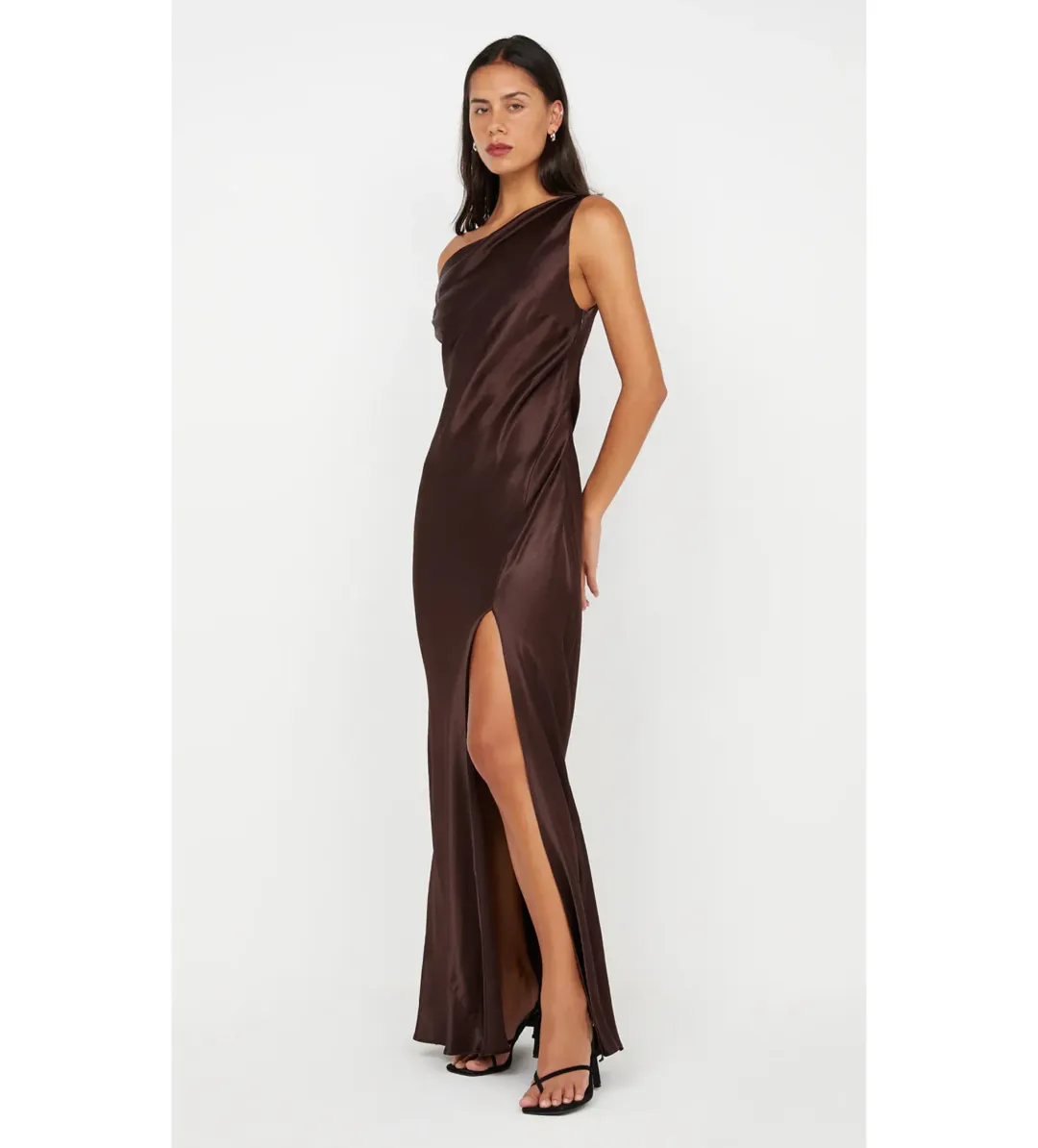Bec & Bridge Sol Asym Dress Dark Chocolate Size 12 for rent on The Volte - main image