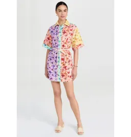 Zimmermann Lightburst Trimmed Shirt Mini Dress in Spliced Size 1/AU 10 for rent on The Volte - image 1