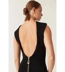 Aje Raffia Rushes Knit Midi Dress in Black Size XS/AU 6 for rent on The Volte - image 4