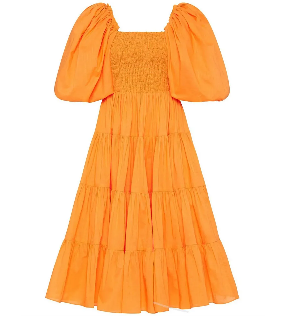 Aje Cherished Puff Sleeve Midi Dress Orange Size AU 10 for rent on The Volte - main image