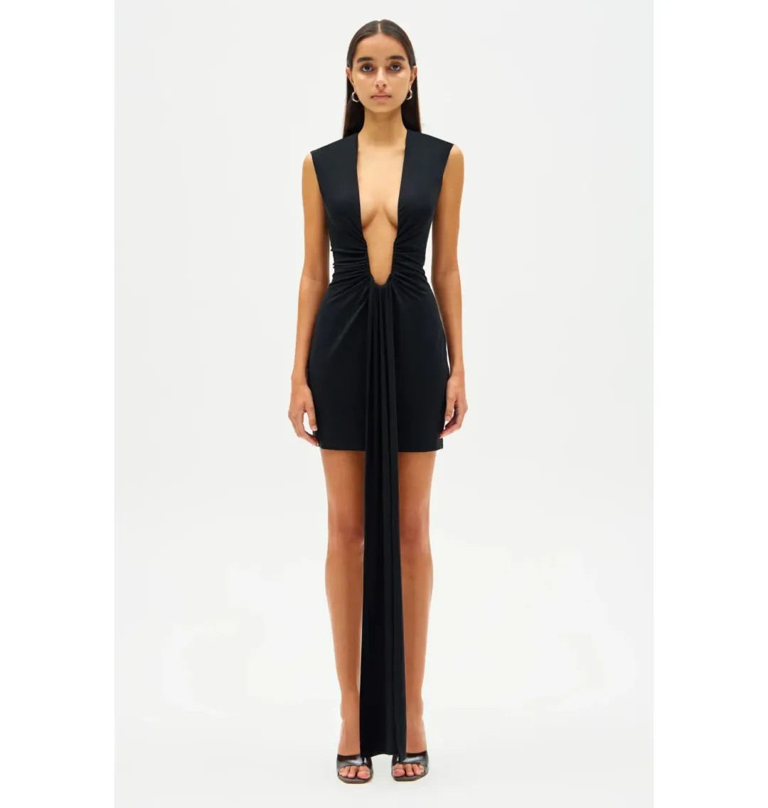 Misha Jennifer Cupro Mini Dress Black Size 10/M for rent on The Volte - main image