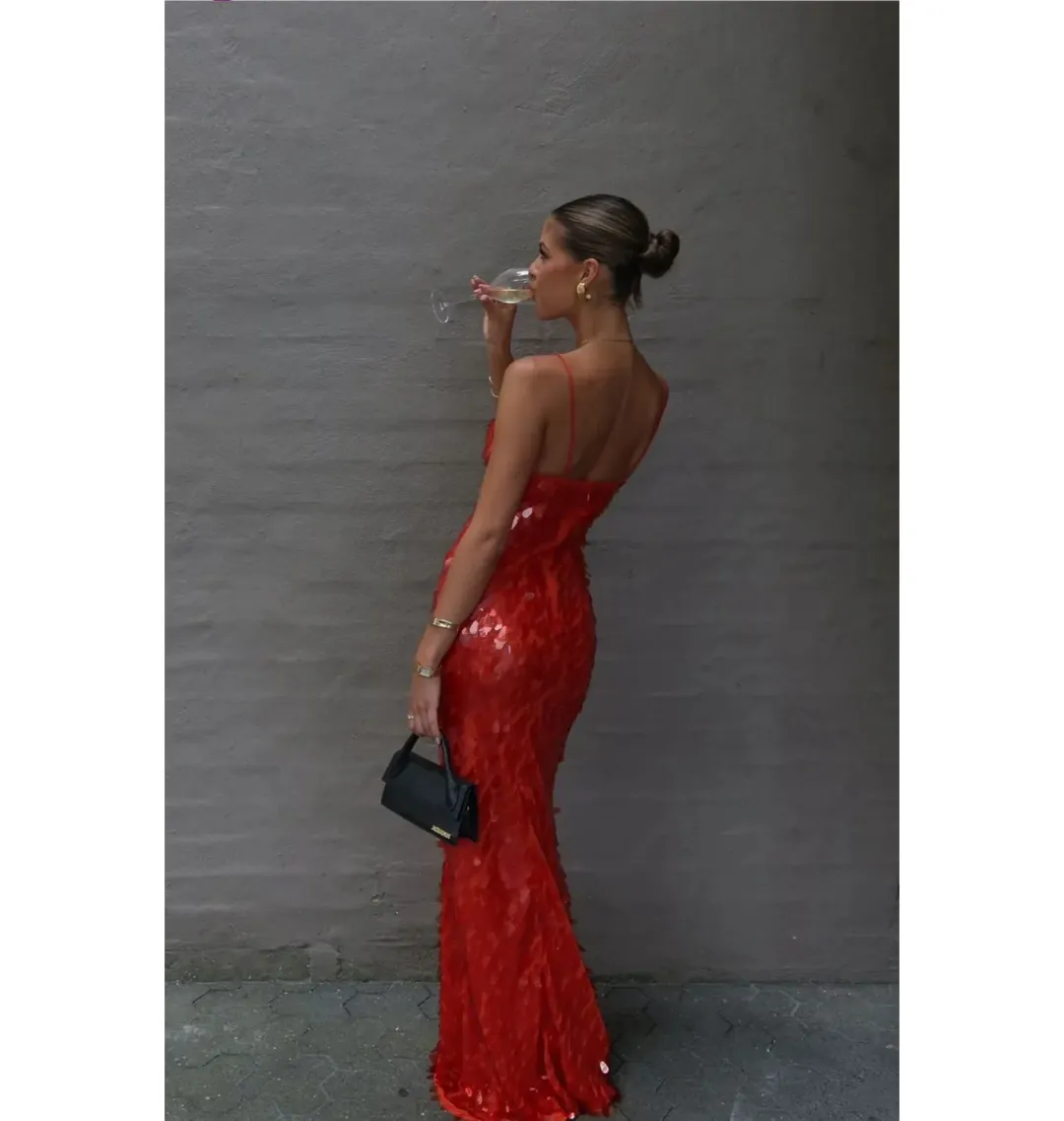 Misha Sapphire Sequin Maxi Dress Red Size 6/XS for rent on The Volte - main image