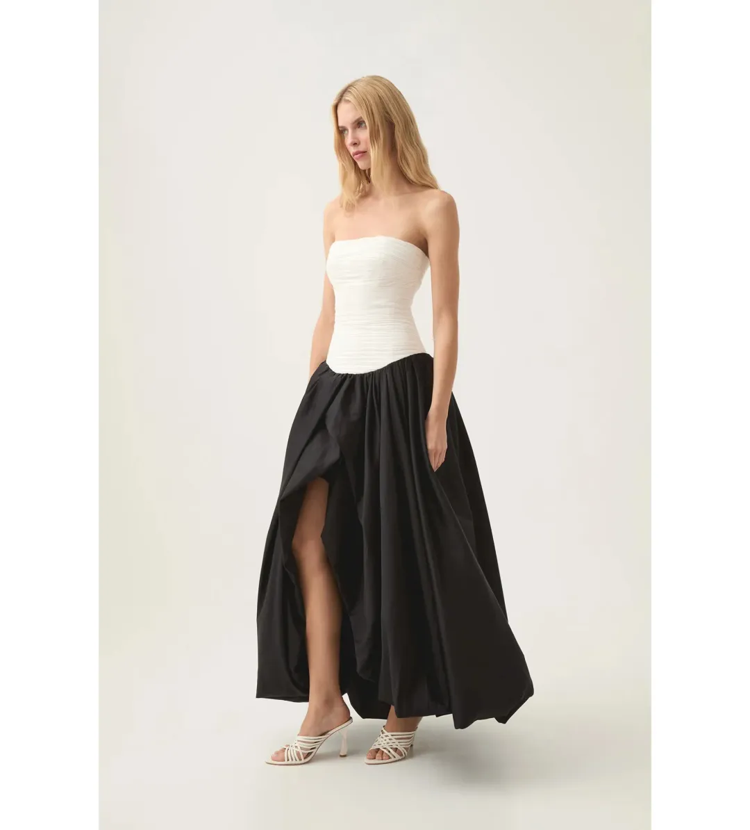 Aje Ivory Violette Bubble Hem Maxi in Black/white Size AU 6 for rent on The Volte - main image