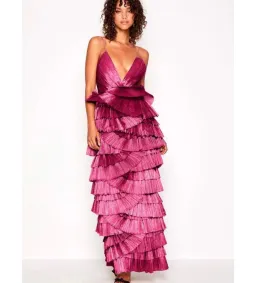 Alice McCall Making Me Blush Tiered Ruffle Gown Pink Size AU 8 for rent on The Volte - image 2