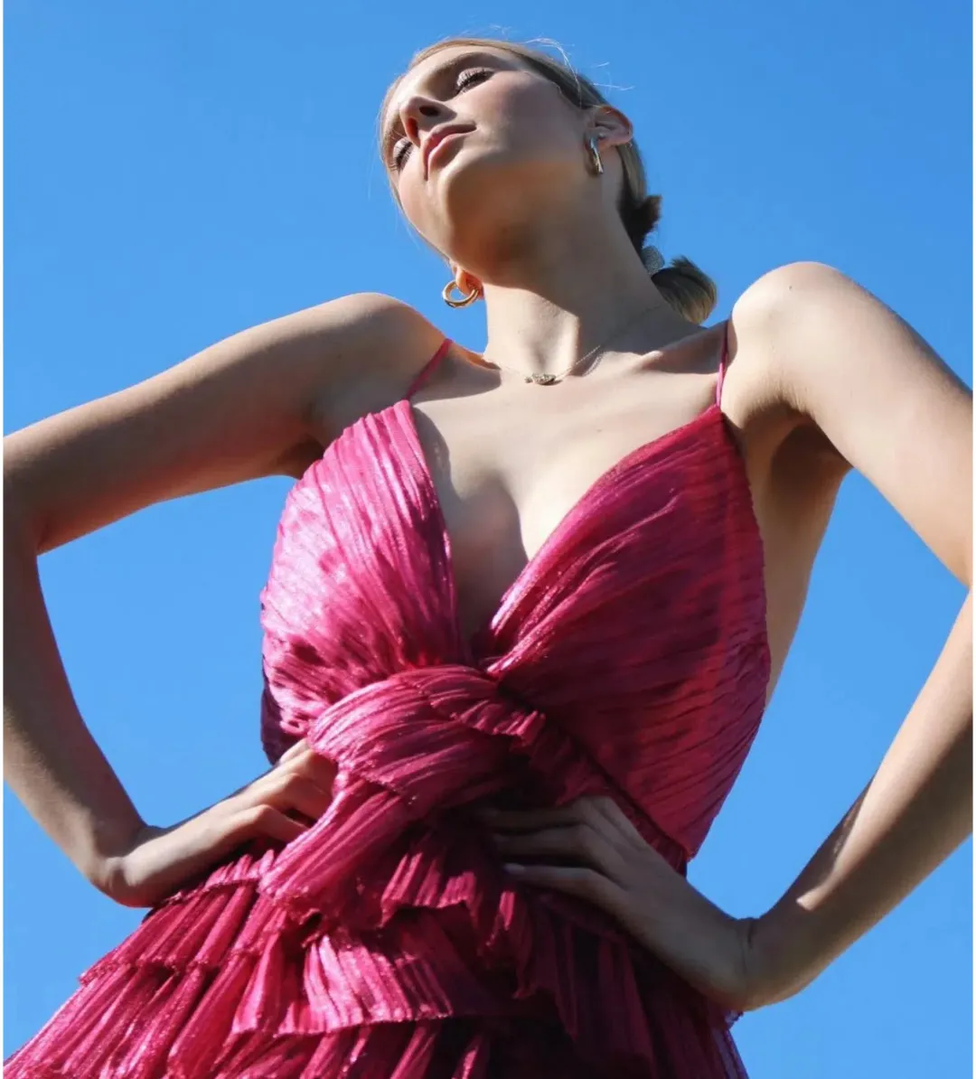 Alice McCall Making Me Blush Tiered Ruffle Gown Pink Size AU 8 for rent on The Volte - main image