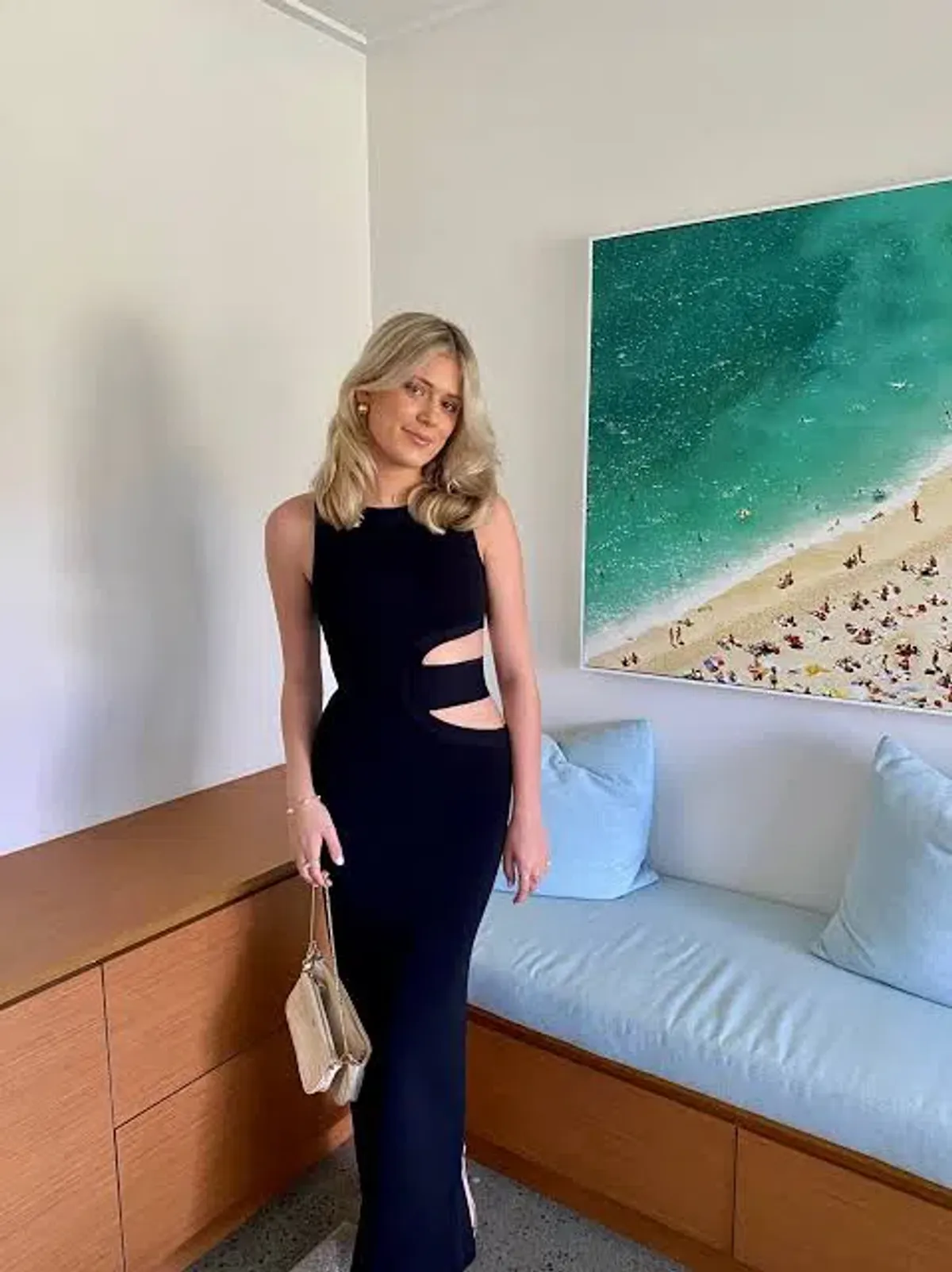 Scanlan Theodore Crepe Knit Gown Maxi Black Size AU 8 for rent on The Volte - main image