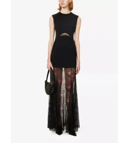 Camilla and Marc Angelo Lace-Skirt Woven Maxi Dress Black Size AU 8 for rent on The Volte - image 1