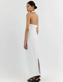 Dissh Zoey Asym Linen Midi Dress White Size AU 10 for rent on The Volte - image 2