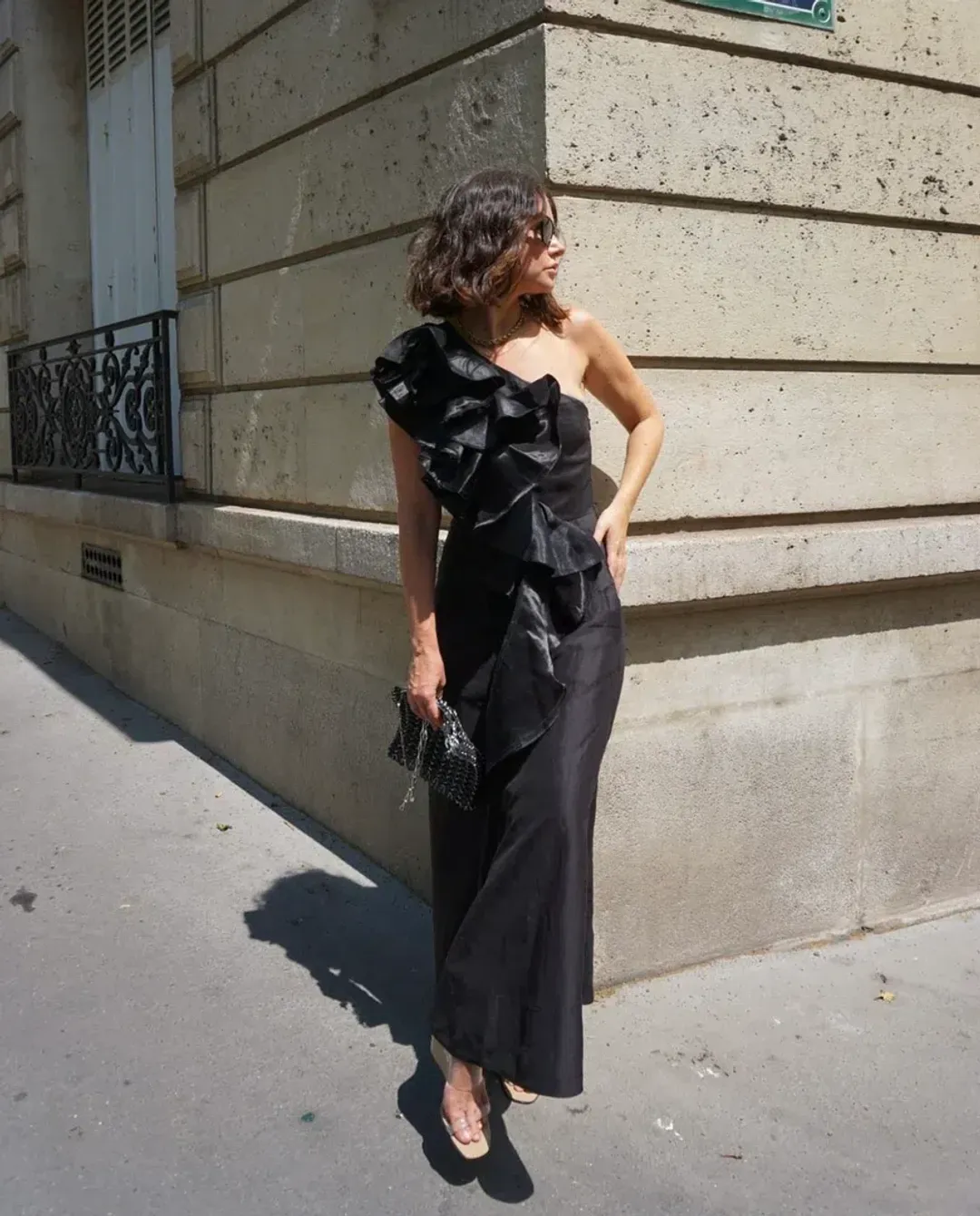 Aje Adelia Ruffle Midi Dress Black Size S/AU 8 for rent on The Volte - main image