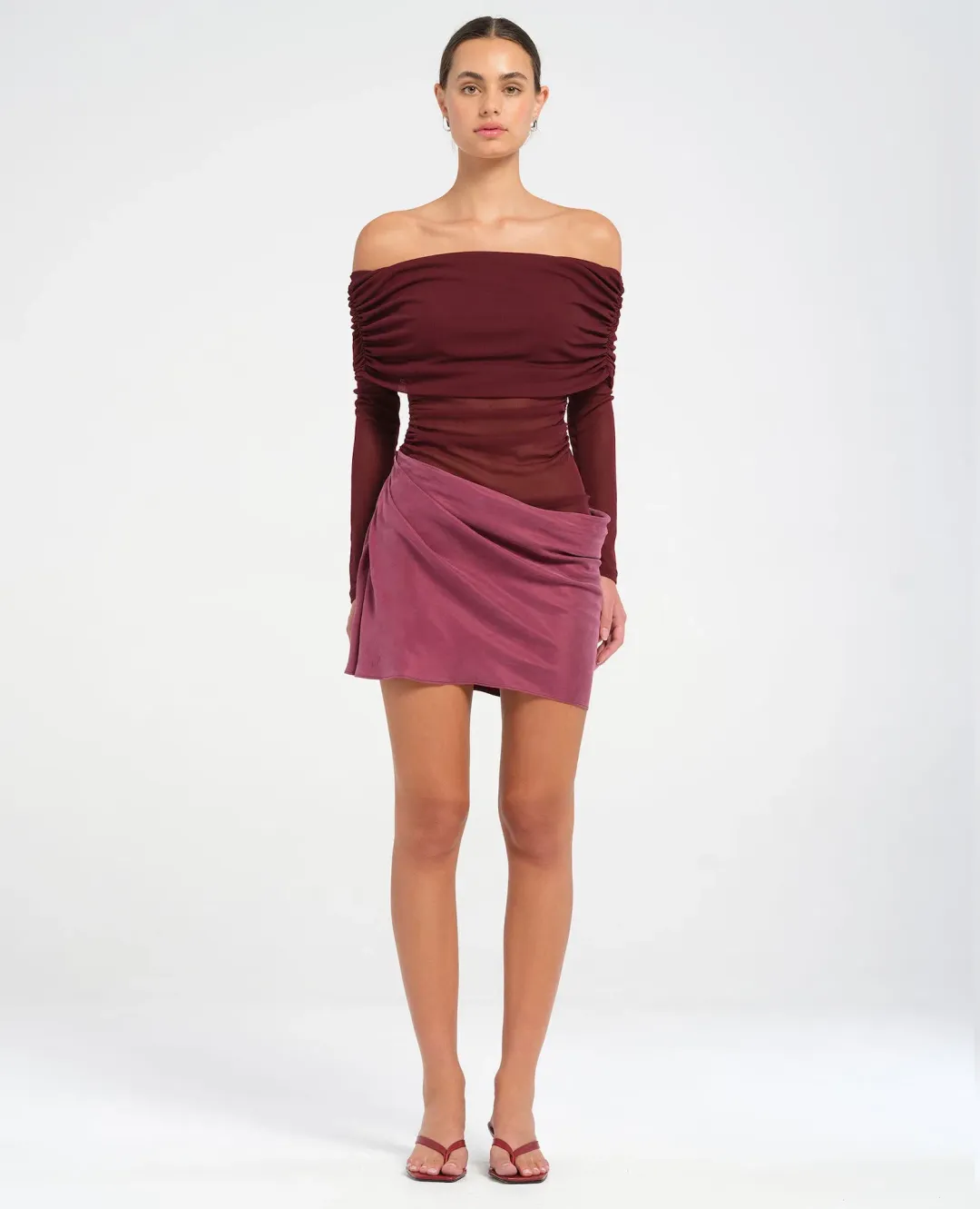 BENNI Luca Mini Dress in Plum Size 8  for rent on The Volte - main image