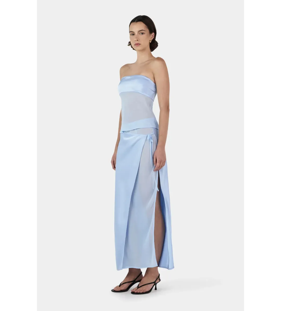Ownley Patrice Strapless Top Size M/AU 10 and Ricky Midi Skirt Size S/AU 8 Baby Blue Set for rent on The Volte - main image