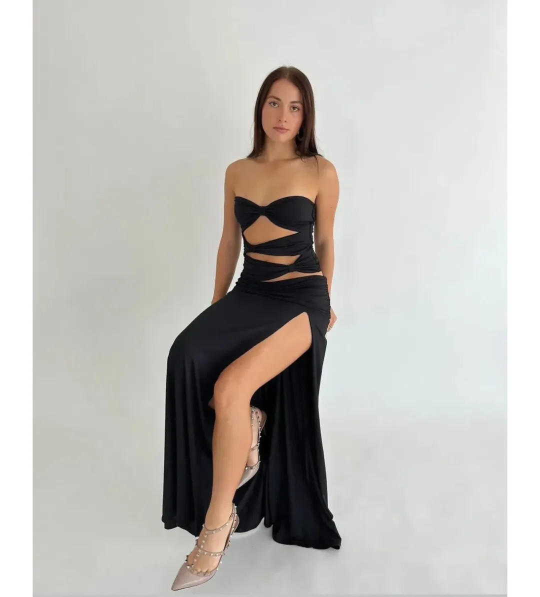 Mode Mila Remi Top and Maxi Skirt Set Black Size S / AU 8 for rent on The Volte - main image