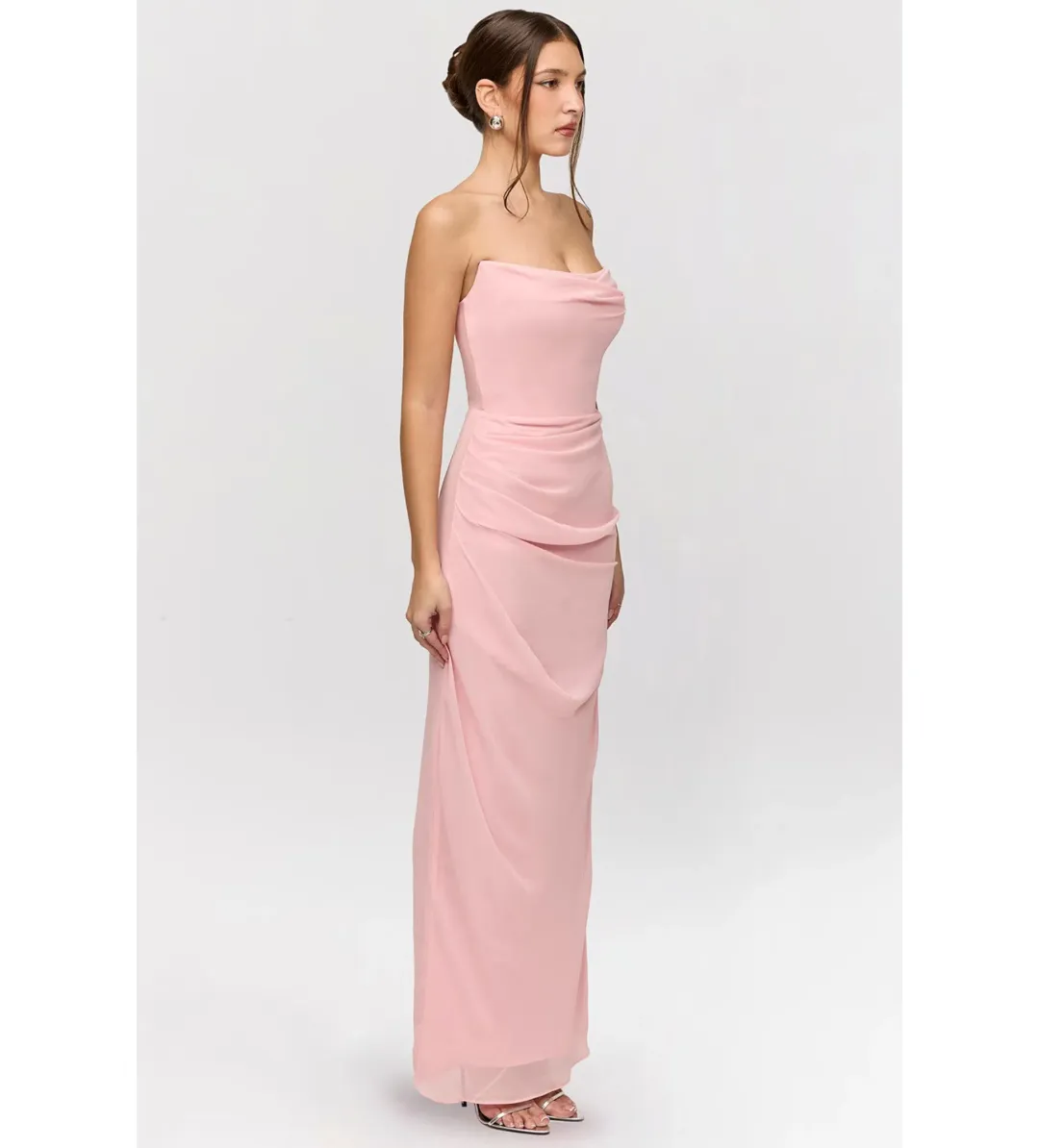 House of CB Adrienne Strapless Gown Pink Quartz Georgette Size XS / AU 6 for rent on The Volte - main image