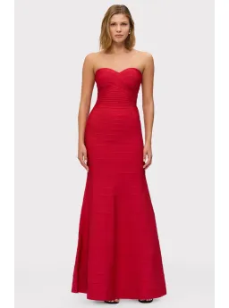 Herve Leger Sara Maxi Dress Lipstick Red Size L / AU 12 for rent on The Volte - image 1