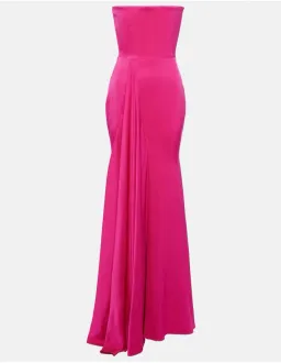 Alex Perry Strapless Draped Crêpe Satin Gown Raspberry Size AU 8 for rent on The Volte - image 3