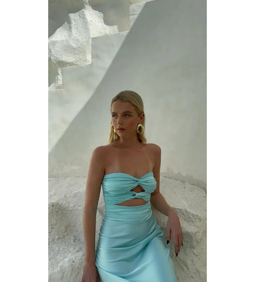 HNTR the label Inka Gown Aqua Size AU 8 for rent on The Volte - main image