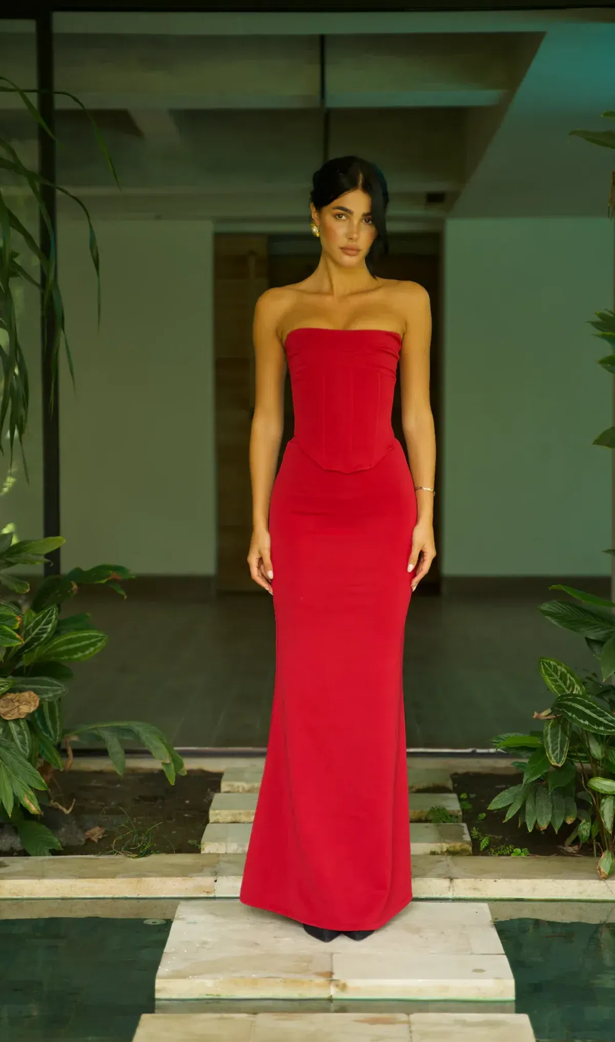 Hntr the Label Wine Louie Gown in Red Size 8 for rent on The Volte - main image