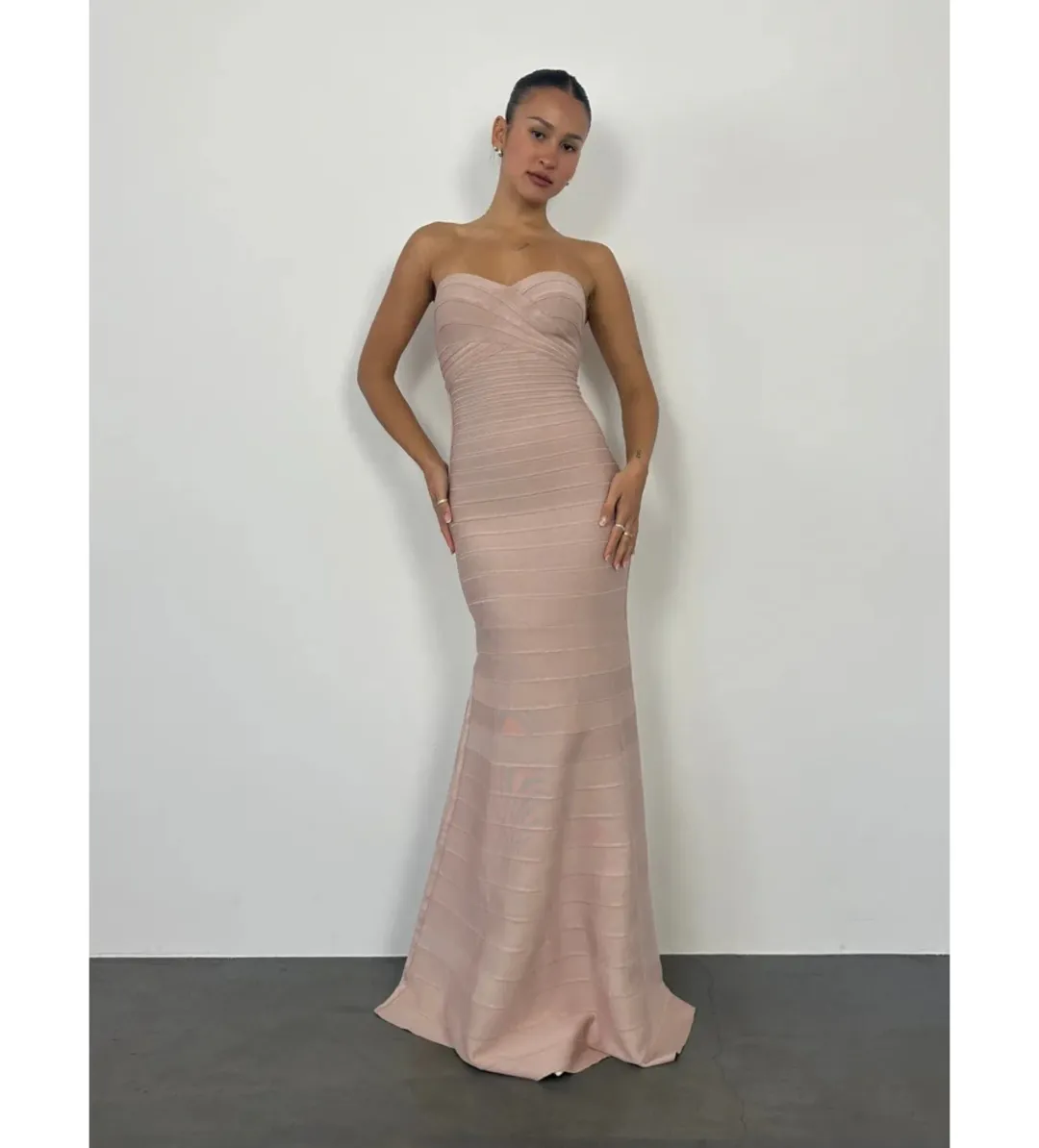 Herve Leger Sara Gown Blush Size S / AU 8 for rent on The Volte - main image