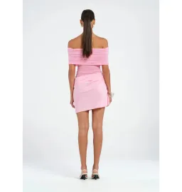 Benni  Nico Off Shoulder Mini Dress Buttergum Pink Size AU 8 for rent on The Volte - image 3