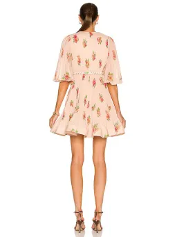 Zimmermann Pleated Mini Dress Blush Floral Size 1 for rent on The Volte - image 5