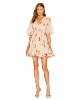 Zimmermann Pleated Mini Dress Blush Floral Size 1 for rent on The Volte - image 2