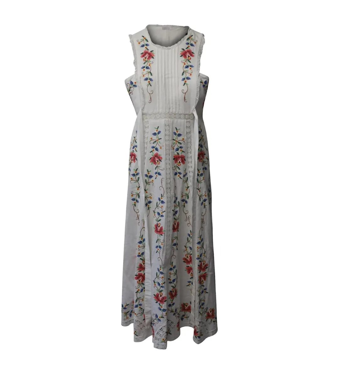 Zimmermann Laelia Cross Stitch Maxi Dress in White Floral Size 1/AU 10 for rent on The Volte - main image