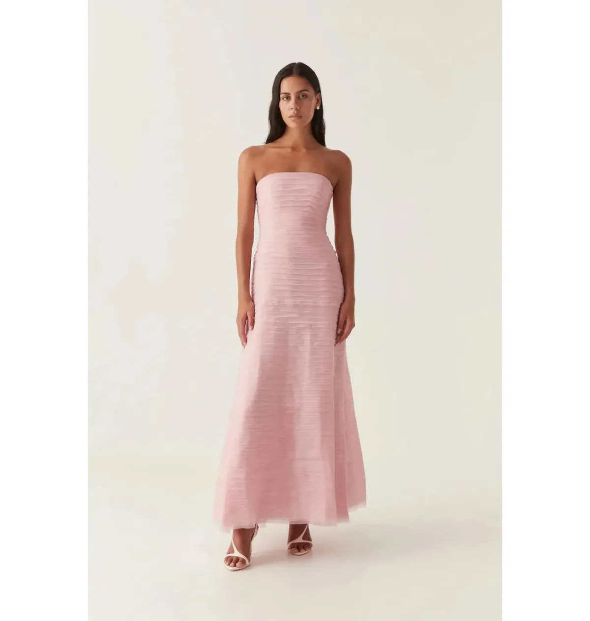Aje Soundscape Maxi Dress Chalk Pink Size AU 4 for rent on The Volte - main image