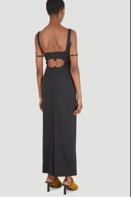 Jaquemus Le Valdu virgin wool blend maxi black dress size AU 8 for rent on The Volte - image 3