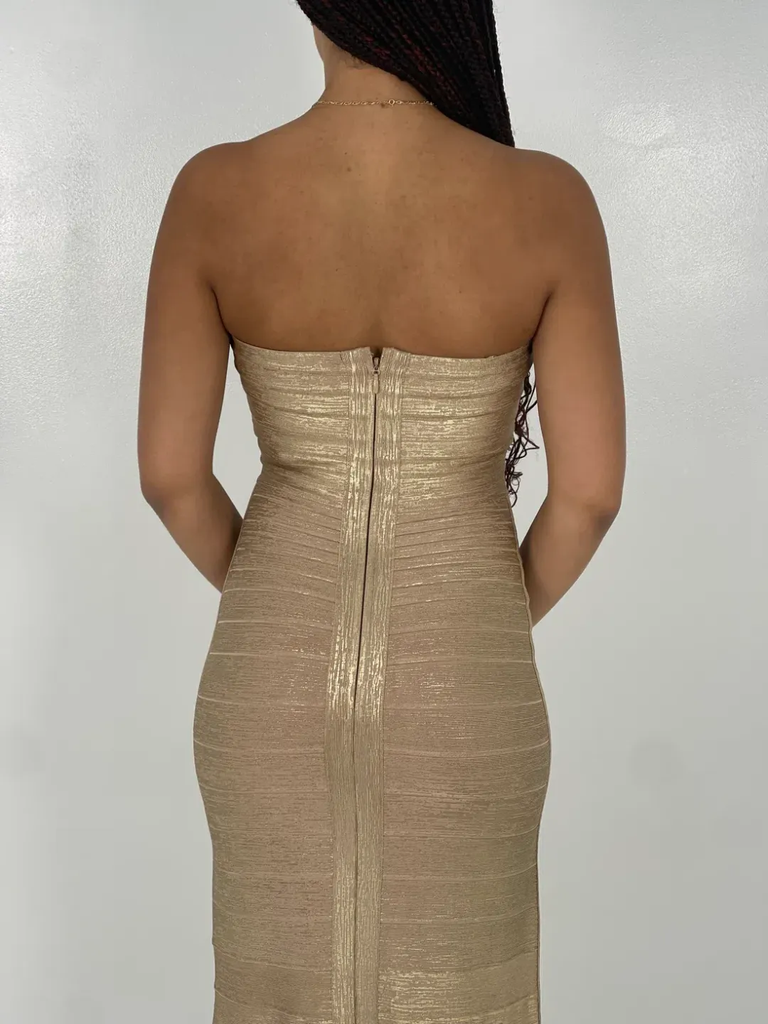 Hervé Léger Gold Sara Gown in Gold Size S/AU8 for rent on The Volte - main image