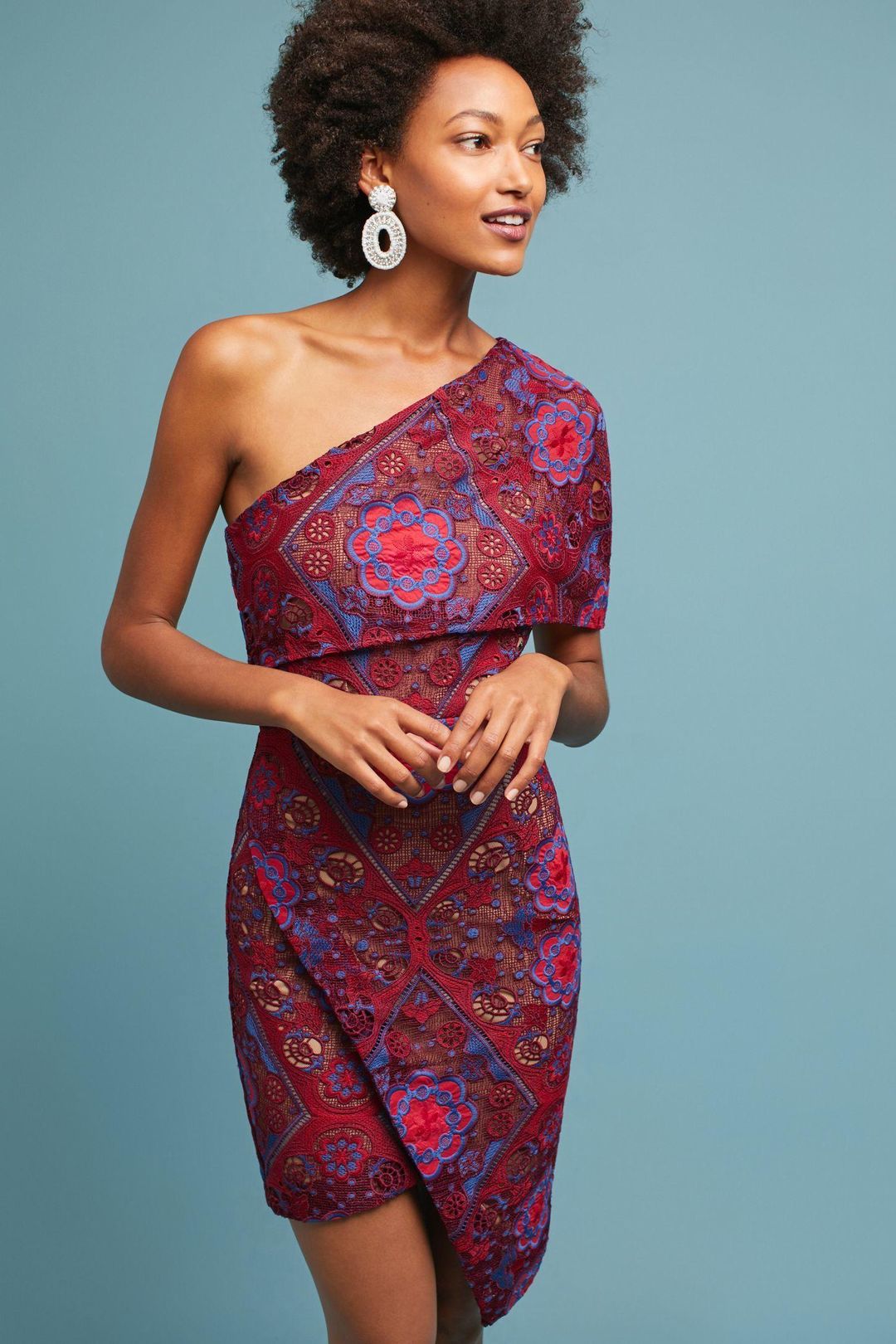 Elliatt Cosmic Mini Dress Burgundy Lace Size M / AU 10 for rent on The Volte - main image