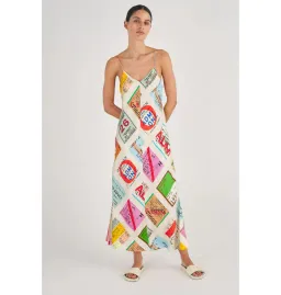 Oroton Ticket Print Slip Maxi Dress  Multi Size AU 14  for rent on The Volte - image 3