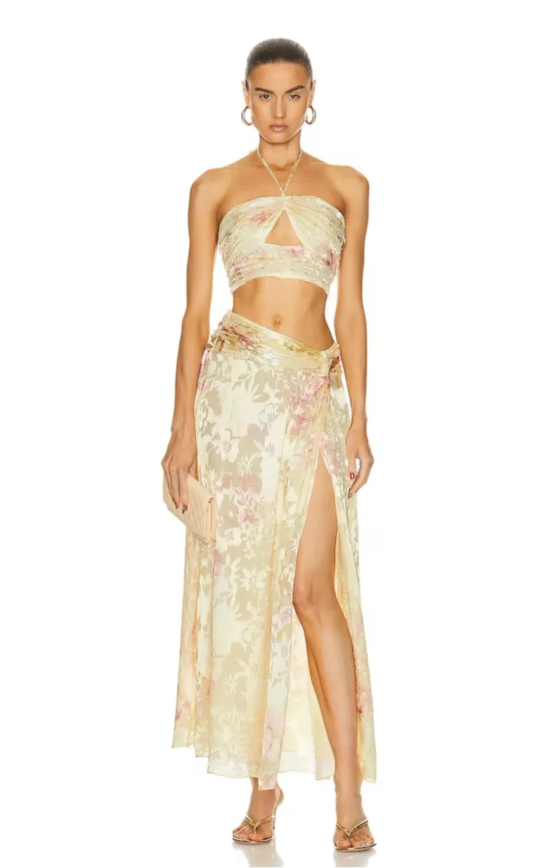 Loveshackfancy  Chance Maxi Set Yellow Floral Size 8 for rent on The Volte - main image