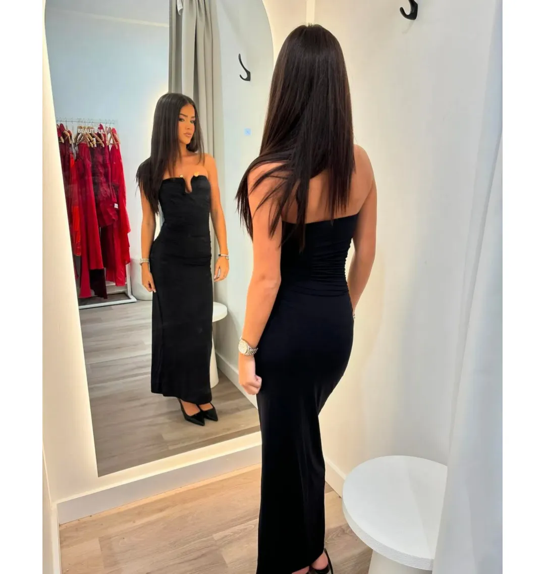 Kookai Tayla Trim Maxi Dress Black Size AU 8 for rent on The Volte - main image
