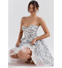 House of CB Bennett Dress English Porcelain Print Strapless Midi Sundress Size L/AU 12-14 for rent on The Volte - image 2