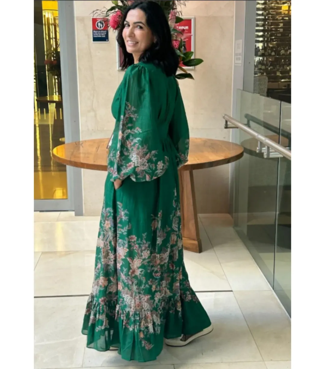 Zimmermann The Rhiannon Plunge Maxi Dress in Green Multi Paisley Size AU 12  for rent on The Volte - main image