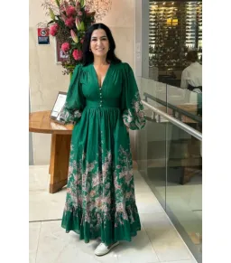 Zimmermann The Rhiannon Plunge Maxi Dress in Green Multi Paisley Size AU 12  for rent on The Volte - image 1