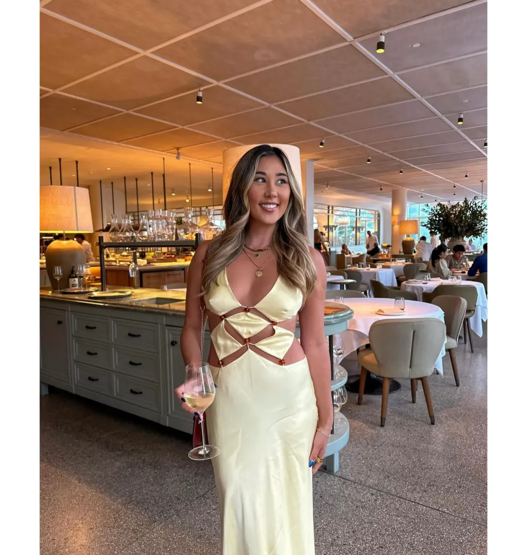 Bec & Bridge Agathe Diamond Dress Butter Yellow Size AU 8 for rent on The Volte - main image